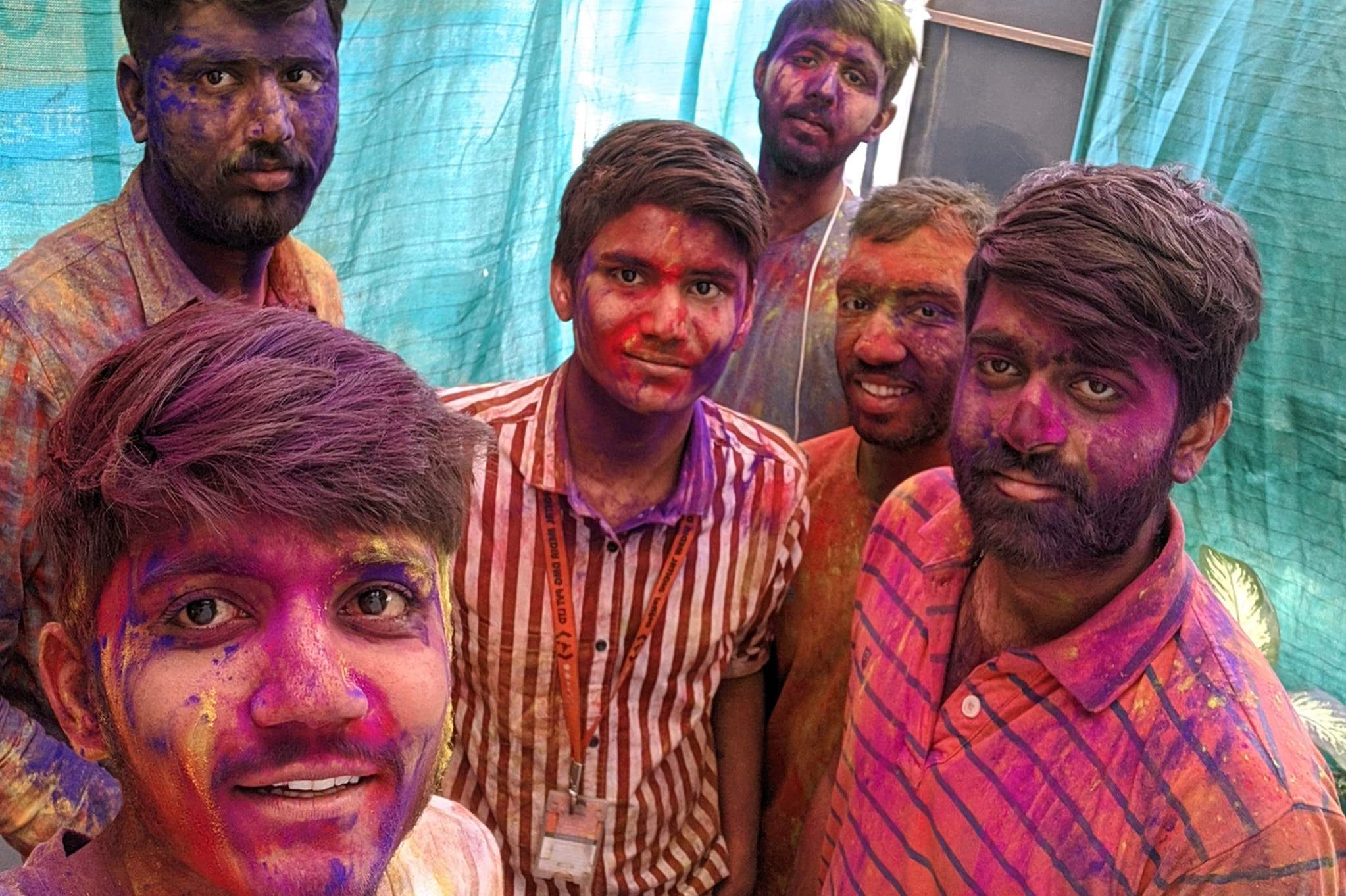 Joyful Faces Covered in Holi