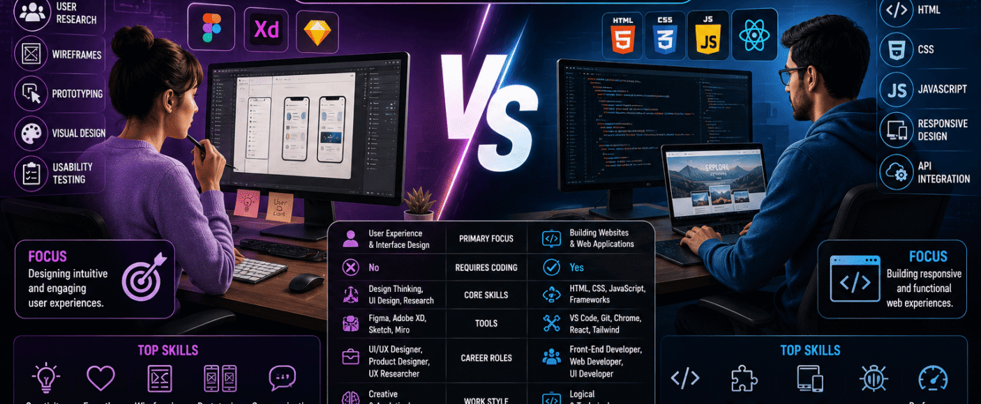 UI/UX Designer vs Front-End Developer: Which Career is Better in 2026?