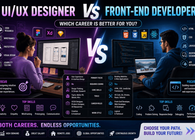 UI/UX Designer vs Front-End Developer: Which Career is Better in 2026?