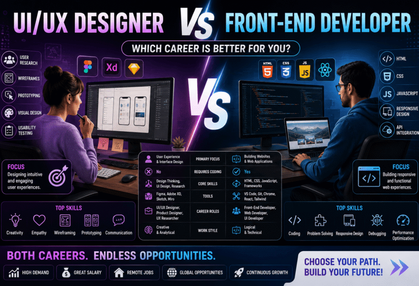 UI/UX Designer vs Front-End Developer: Which Career is Better in 2026?