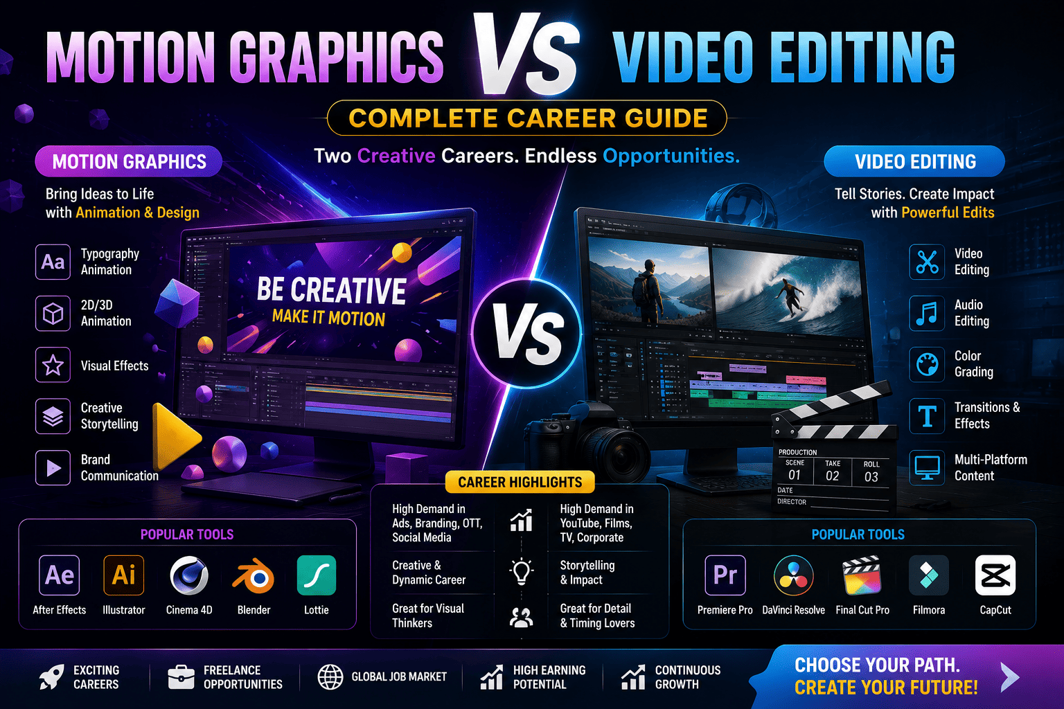 Motion Graphics vs Video Editing: Complete Career Guide (2026)