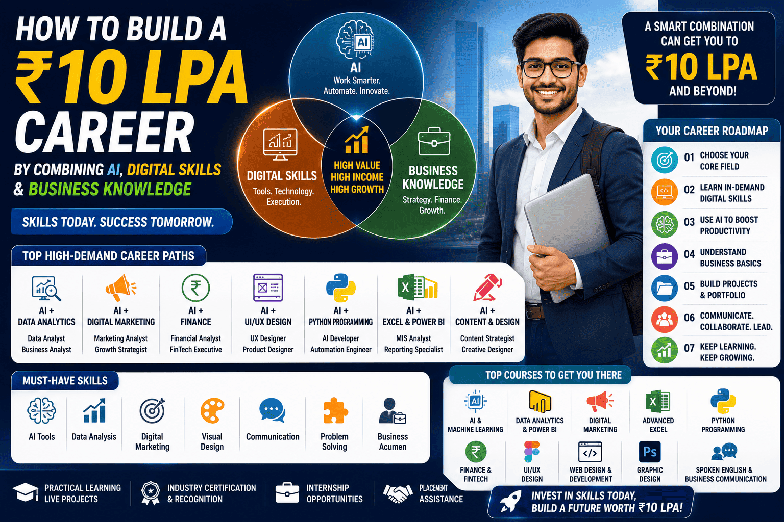 How to Build a ₹10 LPA Career by Combining AI, Digital Skills & Business Knowledge (2026 Guide)
