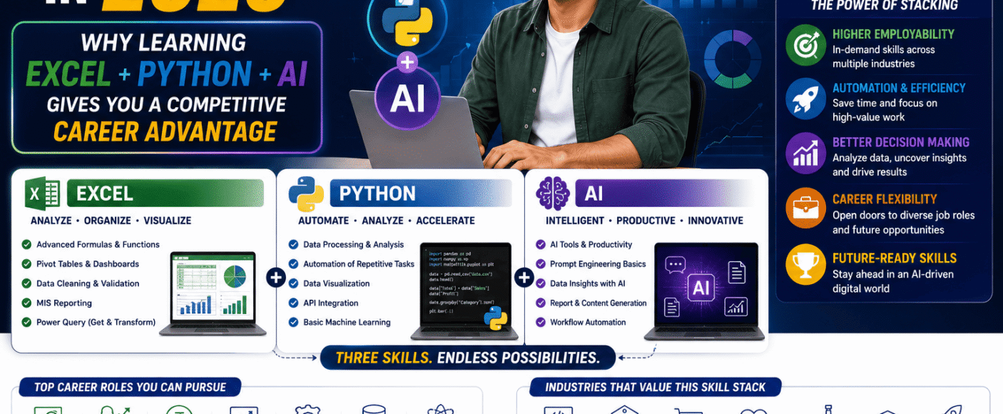 Skill Stacking in 2026: Why Learning Excel + Python + AI Gives You a Competitive Career Advantage