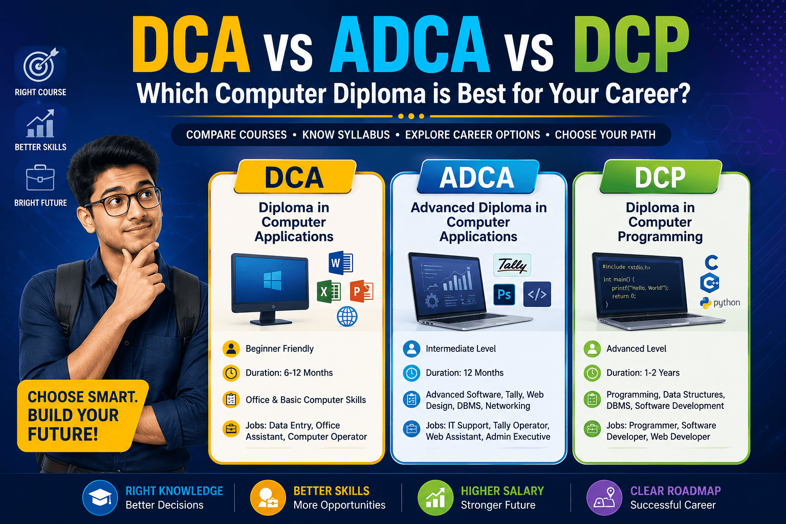 DCA vs ADCA vs DCP: Which Computer Diploma is Best for Your Career in 2026?