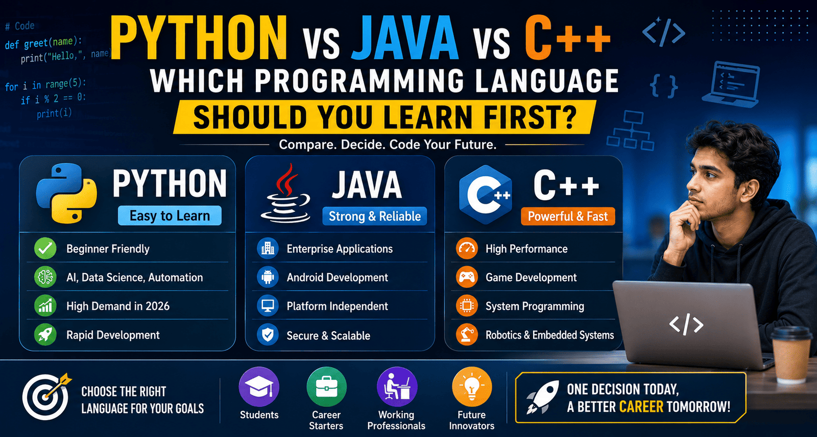 Python vs Java vs C++: Which Programming Language Should You Learn First?