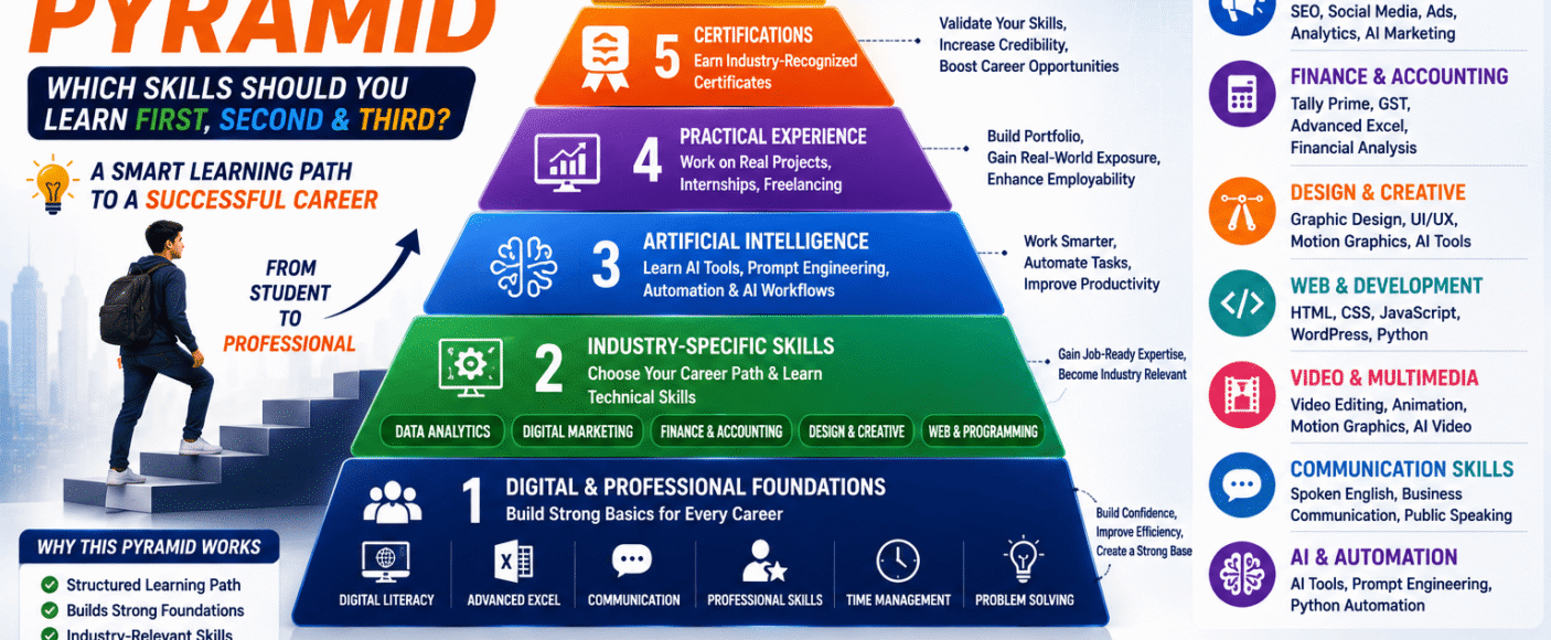 The Digital Career Pyramid: Which Skills Should You Learn First, Second & Third? (2026 Career Roadmap)