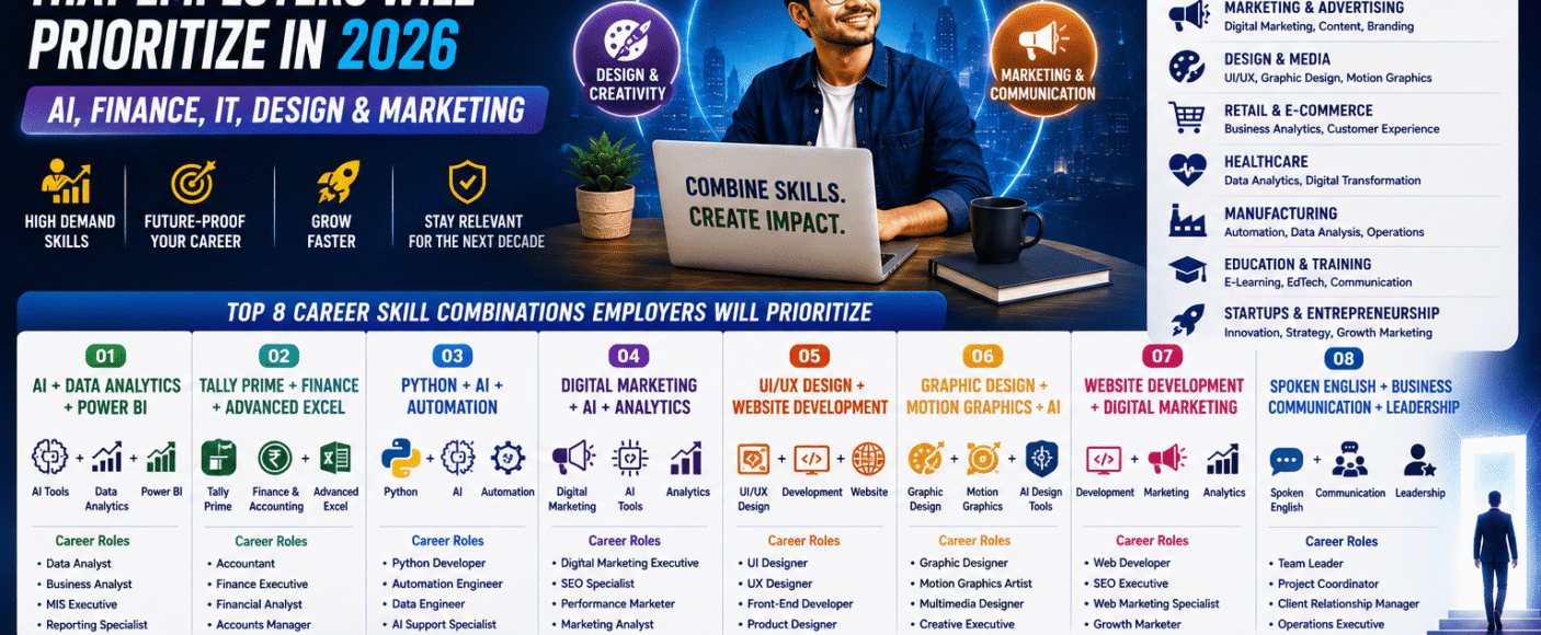 Top Career Skill Combinations That Employers Will Prioritize in 2026: AI, Finance, IT, Design & Marketing