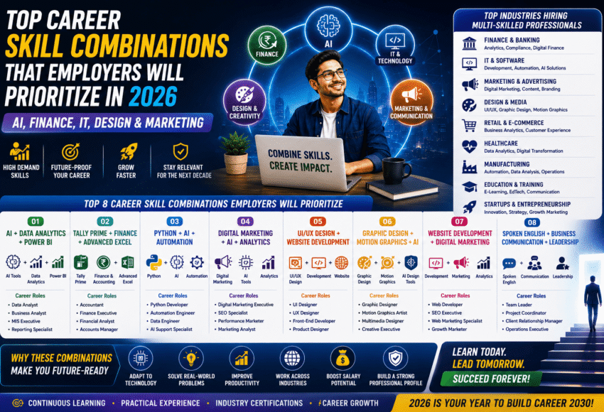 Top Career Skill Combinations That Employers Will Prioritize in 2026: AI, Finance, IT, Design & Marketing