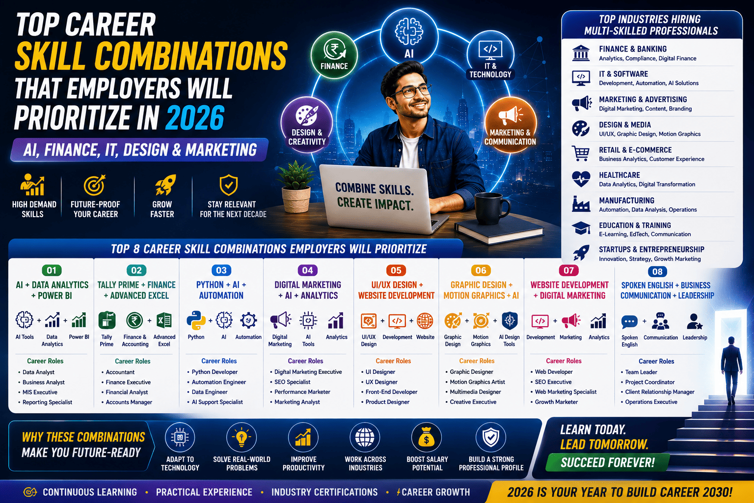 Top Career Skill Combinations That Employers Will Prioritize in 2026: AI, Finance, IT, Design & Marketing