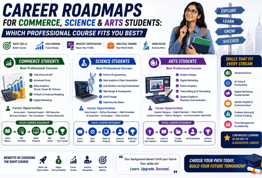 Career Roadmaps for Commerce, Science & Arts Students: Which Professional Course Fits You Best? (2026 Guide)
