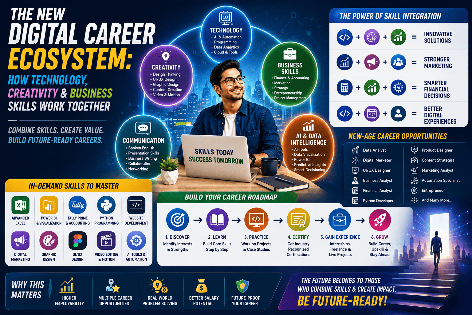 The New Digital Career Ecosystem: How Technology, Creativity & Business Skills Work Together (2026 Career Guide)