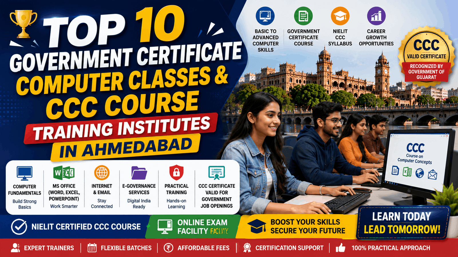 Top 10 Government Certificate Computer Classes & CCC Course Training Institutes in Ahmedabad