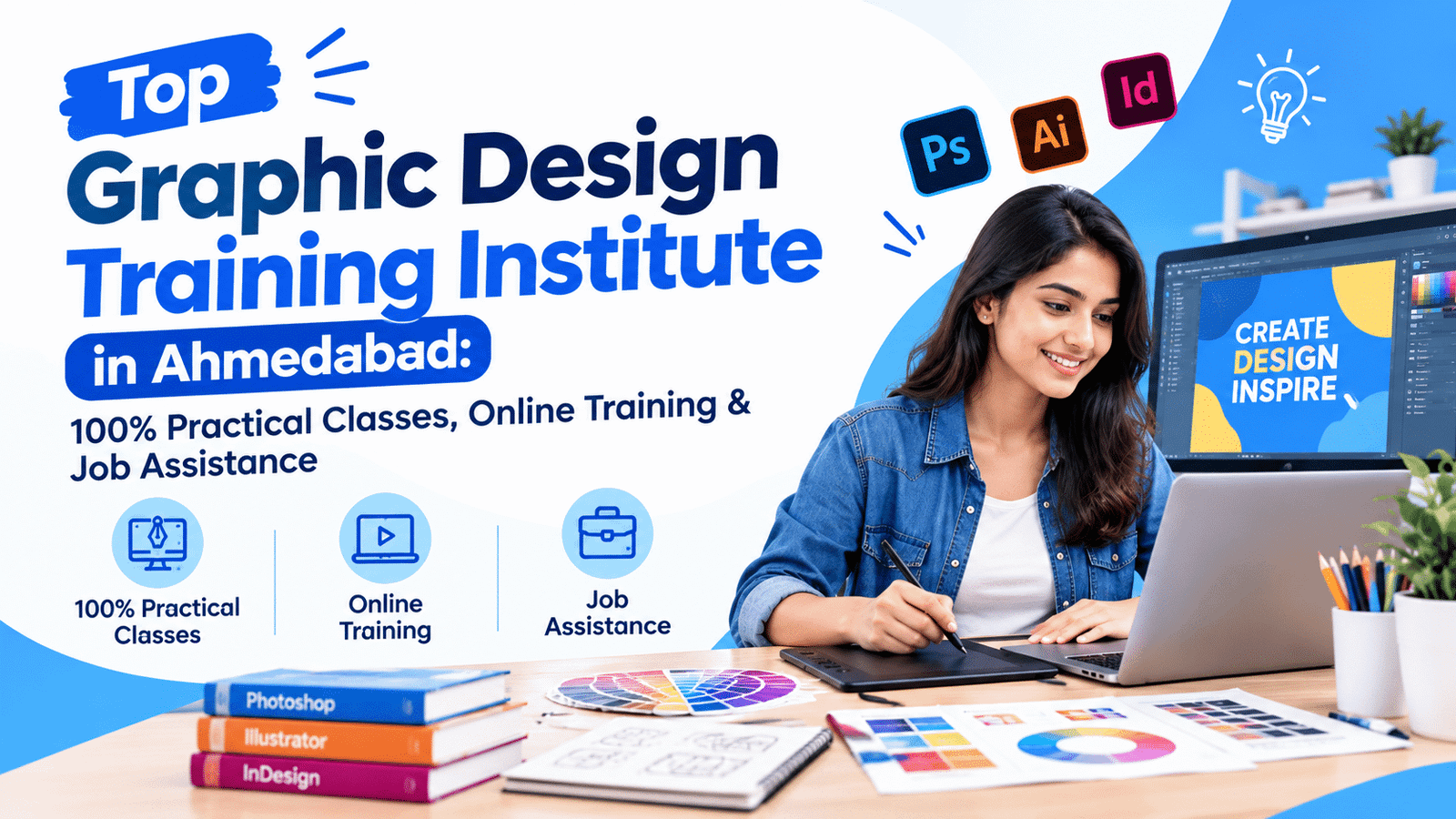 Top Graphic Design Training Institute in Ahmedabad: 100% Practical Classes, Online Training & Job Assistance